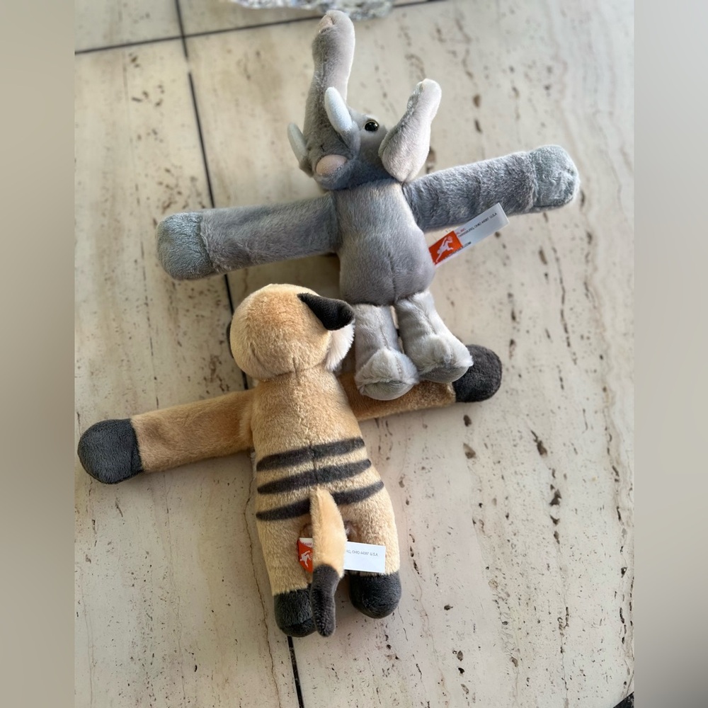 NWOT Gray Elephant and Tan Meerkat Plush Toy Set